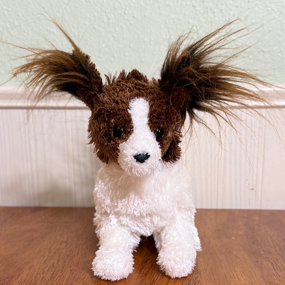 Douglas Papillon Plush Kohair Plush Dog #3710.1 White Brown Soft